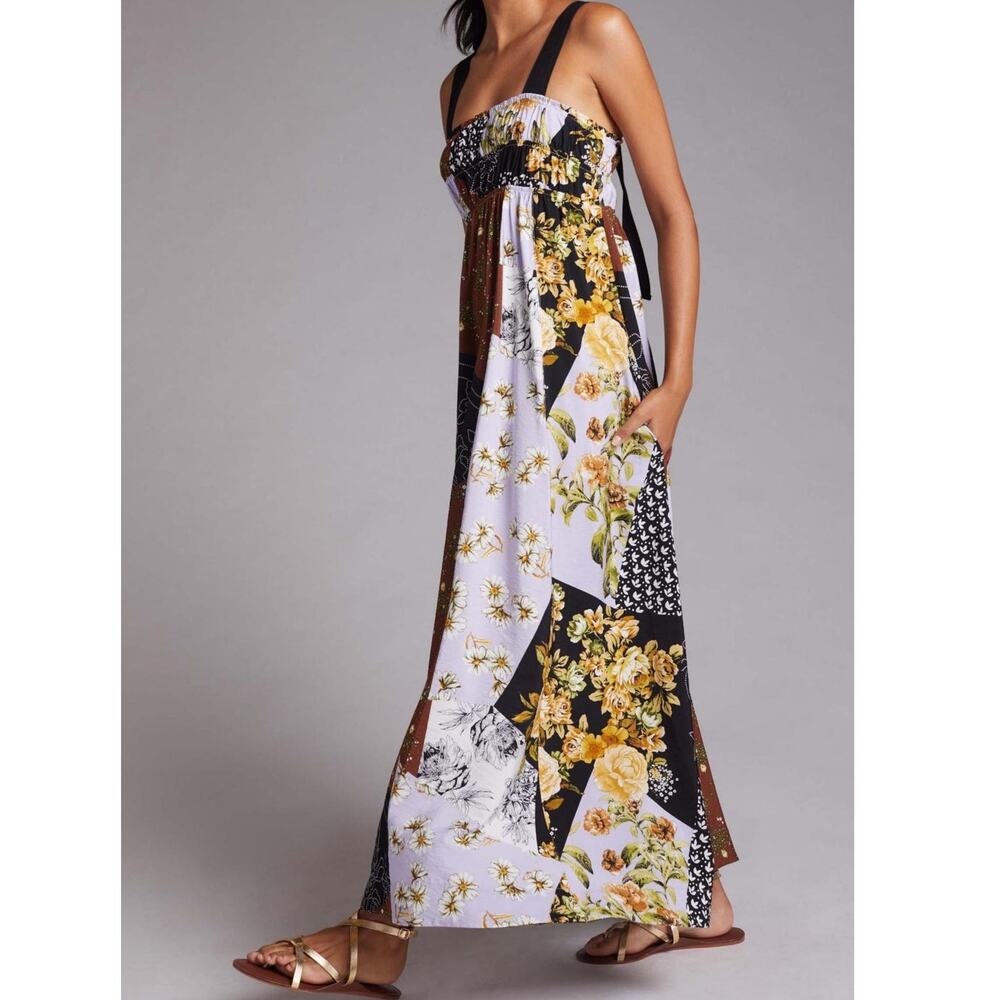 Anthropologie Maeve Patchwork Floral Maxi Dress XS Festival Prairie Cottagecore